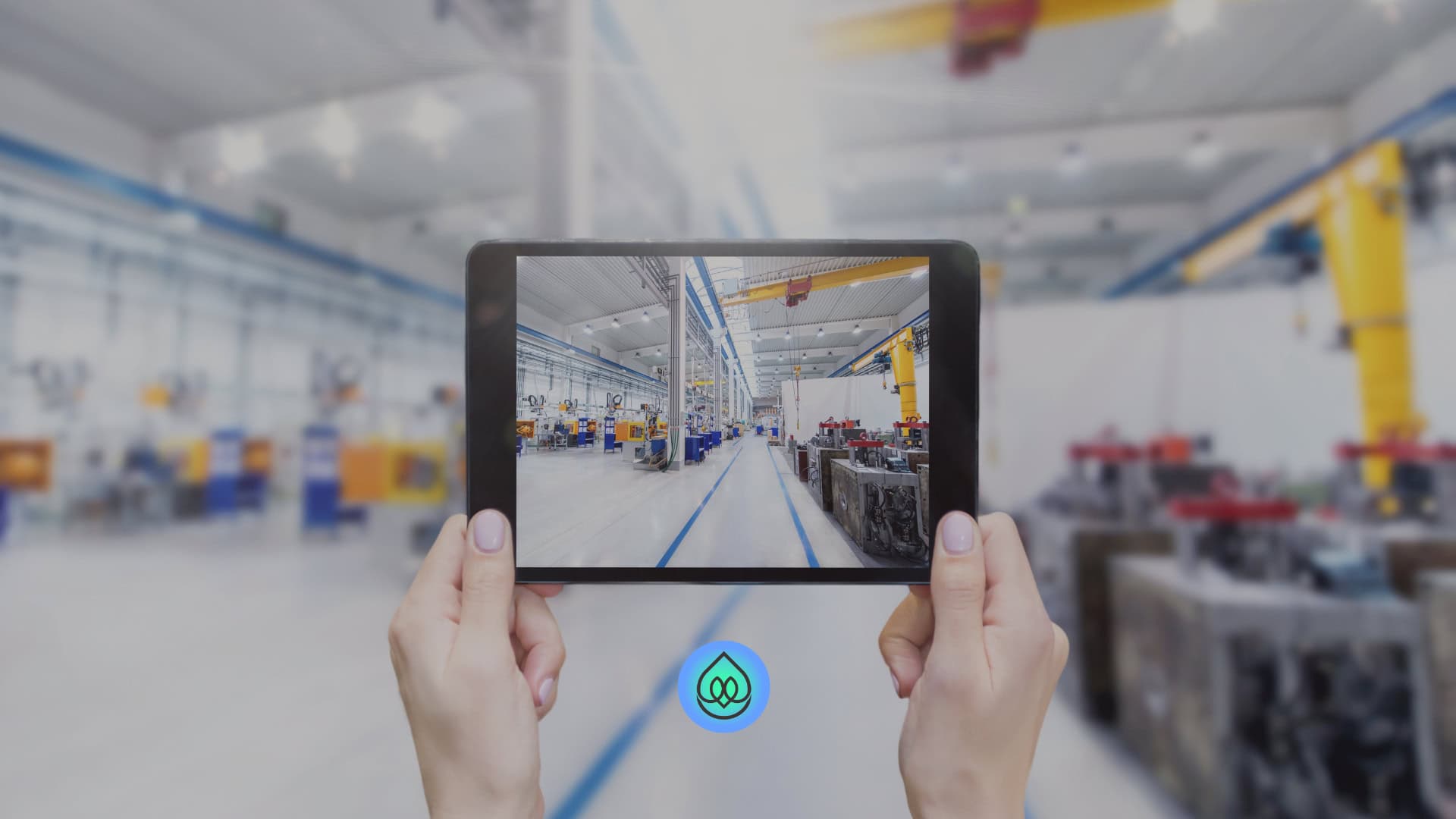 Traceability Cover manufacturing engineer viewing factory floor through traceability MES software
