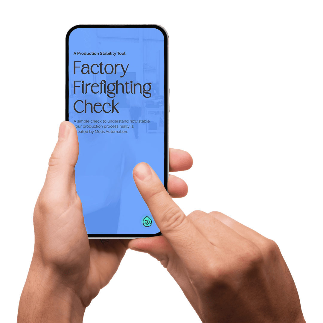An smart phone showing a copy of our manufacturing consistency checklist to help run production smoother.